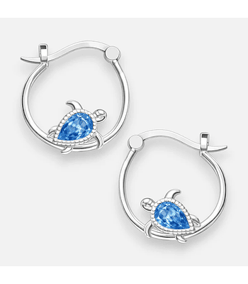 Argolla Tortuga Circón Agua Marina 13 mm