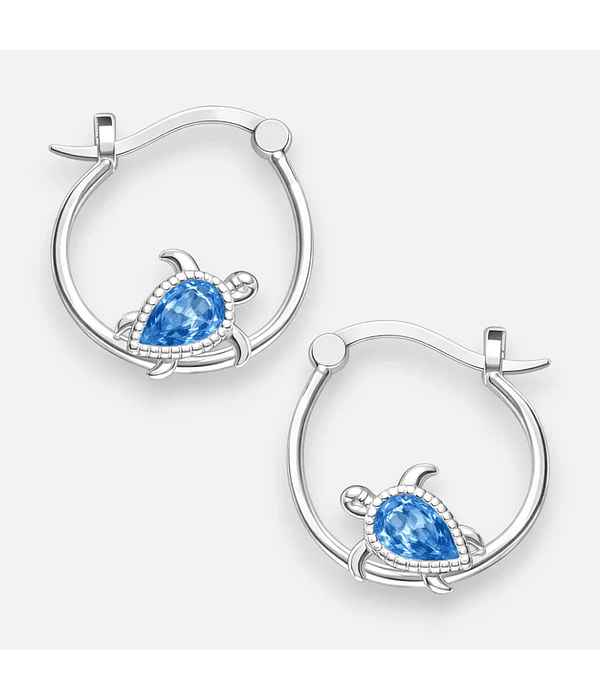 Argolla Tortuga Circón Agua Marina 13 mm