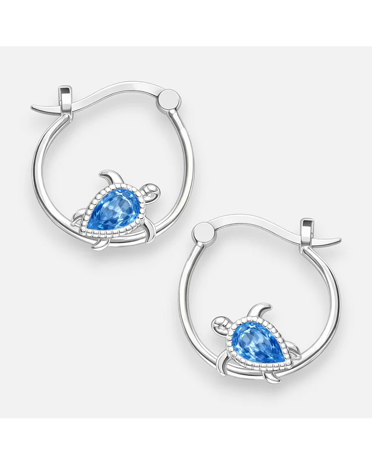 Argolla Tortuga Circón Agua Marina 13 mm