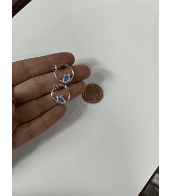 Argolla Tortuga Circón Agua Marina 13 mm