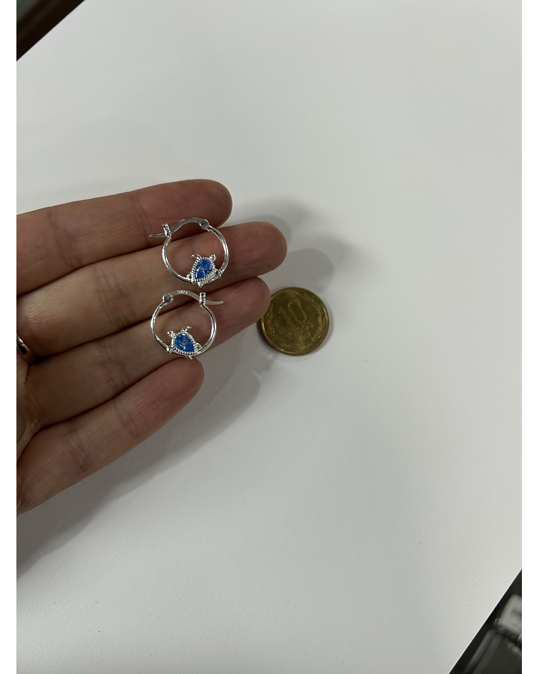 Argolla Tortuga Circón Agua Marina 13 mm