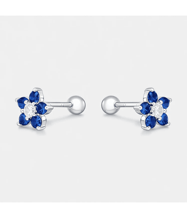 Aro con Tope Flor Circones Zafiro