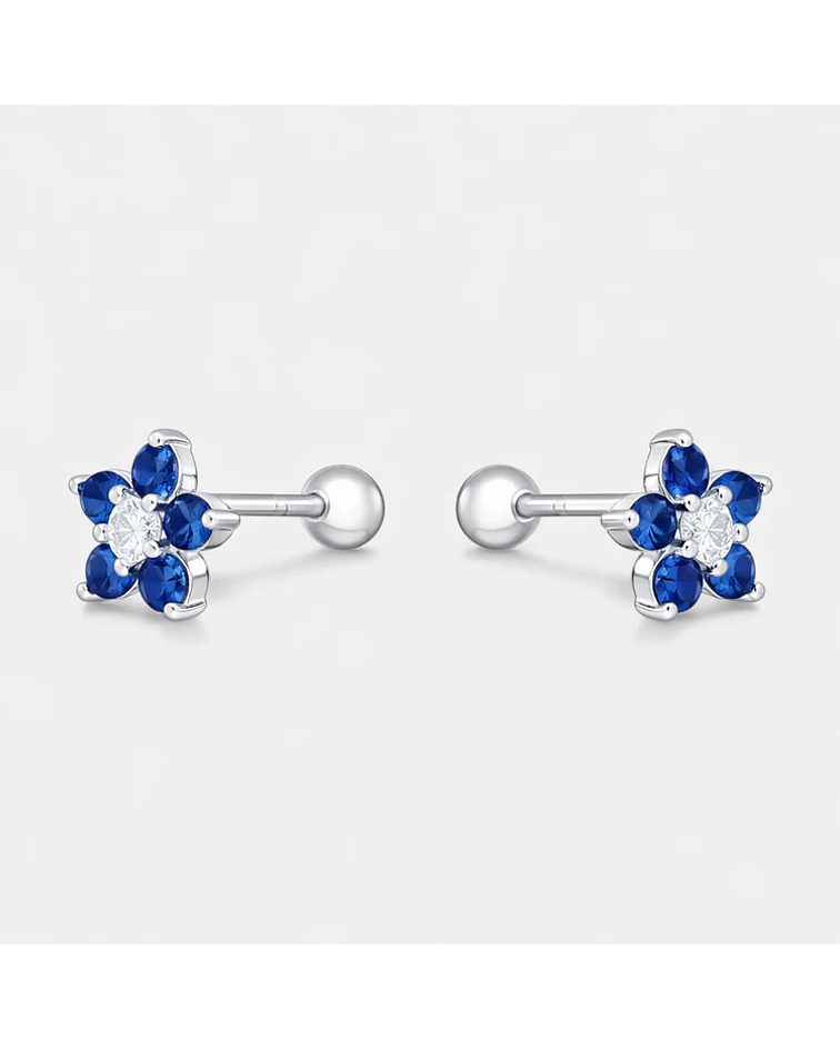 Aro con Tope Flor Circones Zafiro