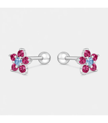 Aro con Tope Flor Circones Multicolor