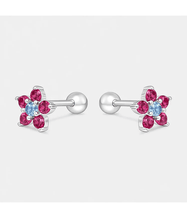 Aro con Tope Flor Circones Multicolor