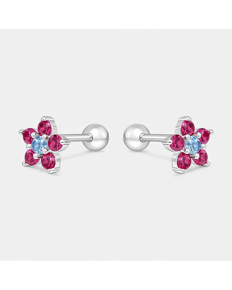 Aro con Tope Flor Circones Multicolor