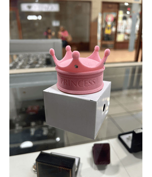 CAJA CORONA TERCIOPELO ROSA