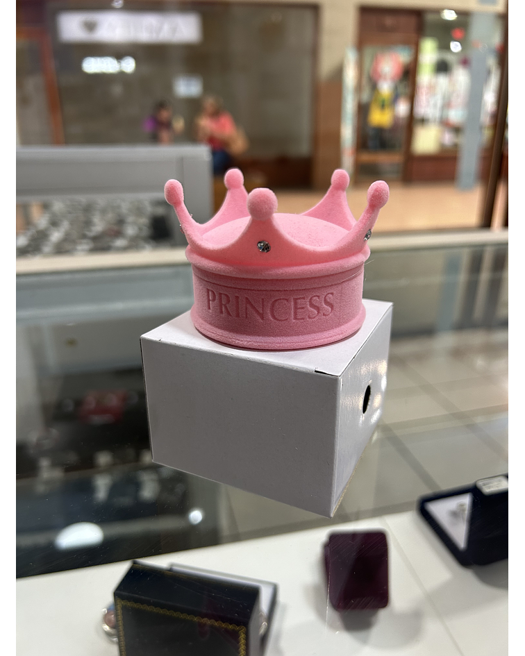 CAJA CORONA TERCIOPELO ROSA