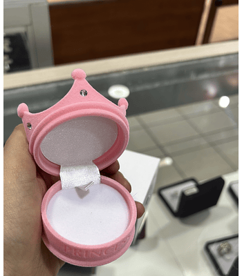 CAJA CORONA TERCIOPELO ROSA