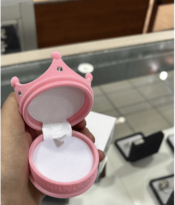 CAJA CORONA TERCIOPELO ROSA