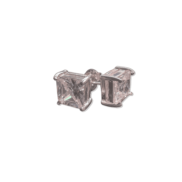 Aros de Plata 925 con Circón Cuadrado