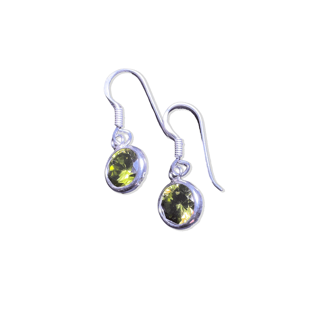 Aros Colgantes Plata 925 Circón Oliva Brillante (Corte Facetado) 1