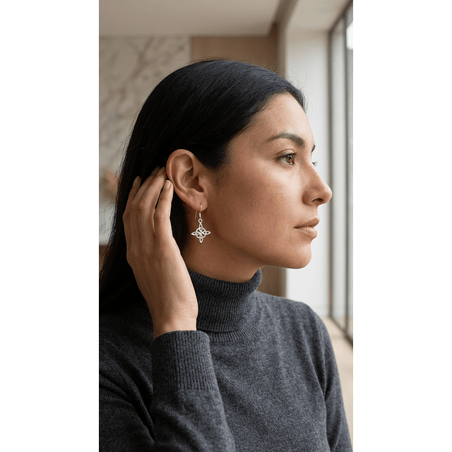 Aros de Plata 925 Nudo de Brujas Colgantes 4