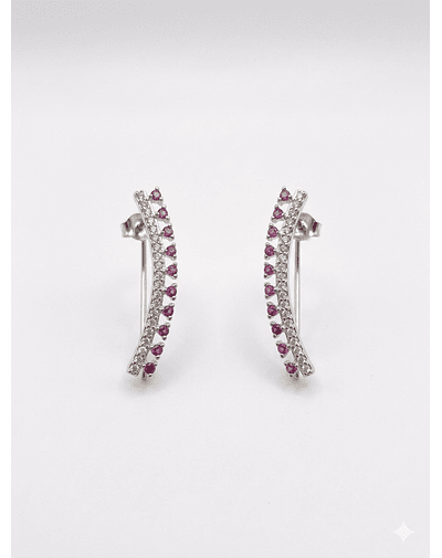 Aros Trepadores Curva Rosa en Plata 925