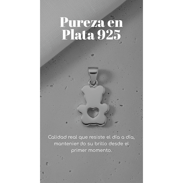 Colgante Osito con Corazón en Plata 925 3