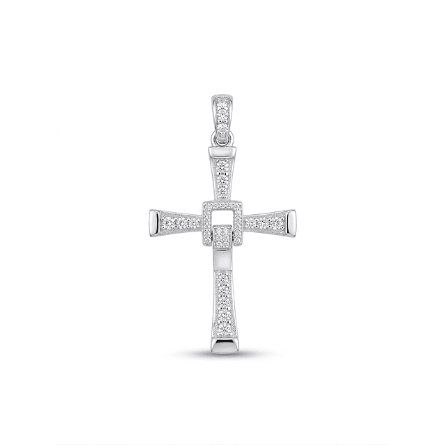 Colgante Cruz Estilo Toretto con Piedras Blancas 1