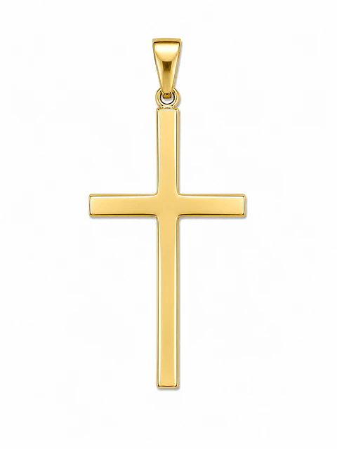 Dije Cruz Lisa con Revestimiento en Oro de 18K