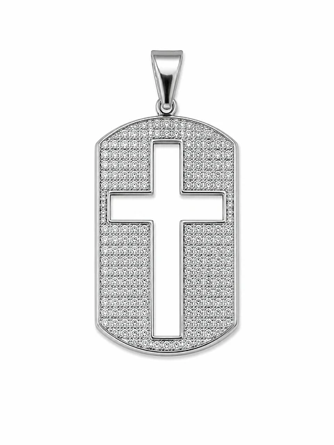 Dije Placa Cruz Pavé
