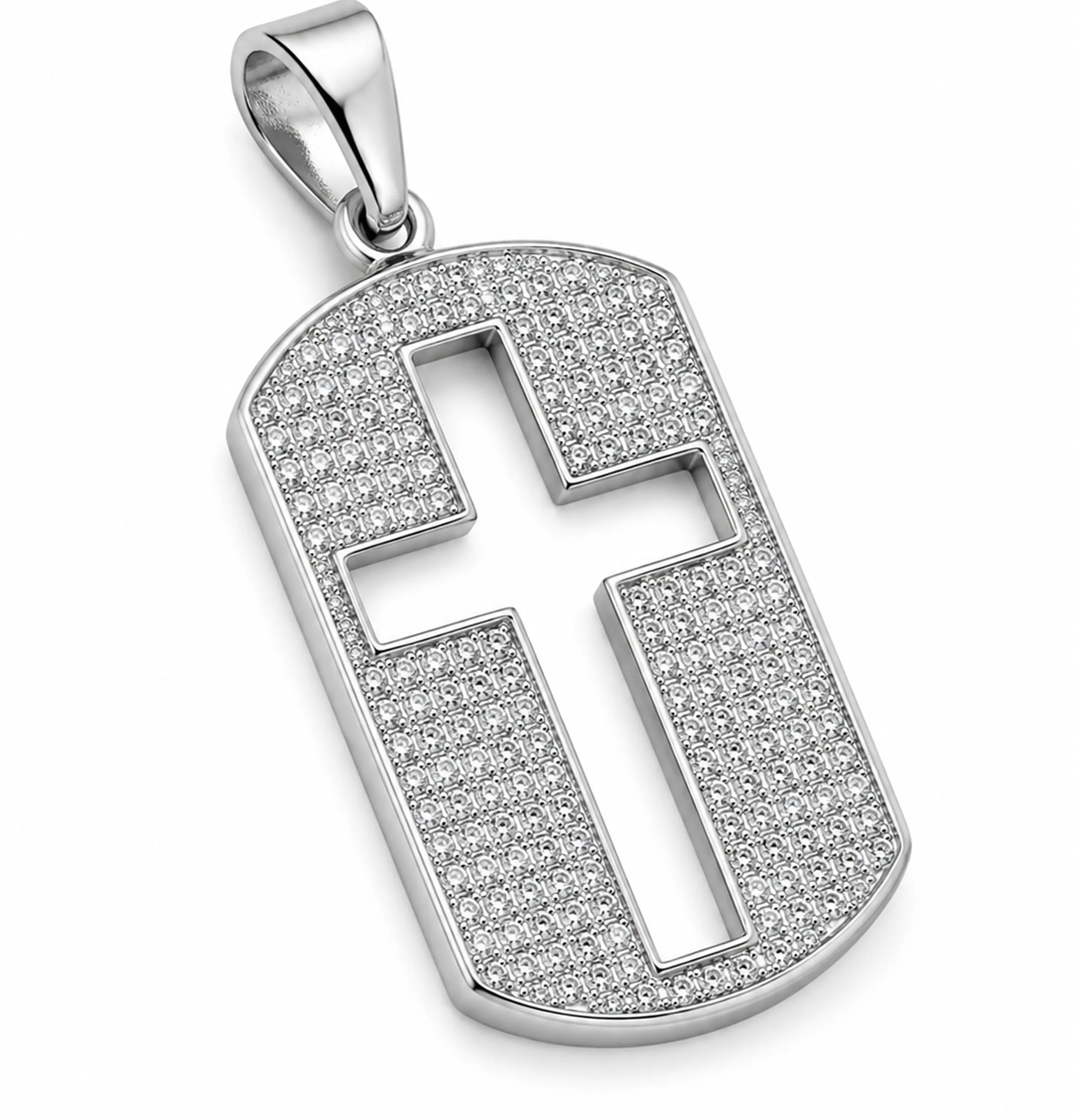 Dije Placa Cruz Pavé 2