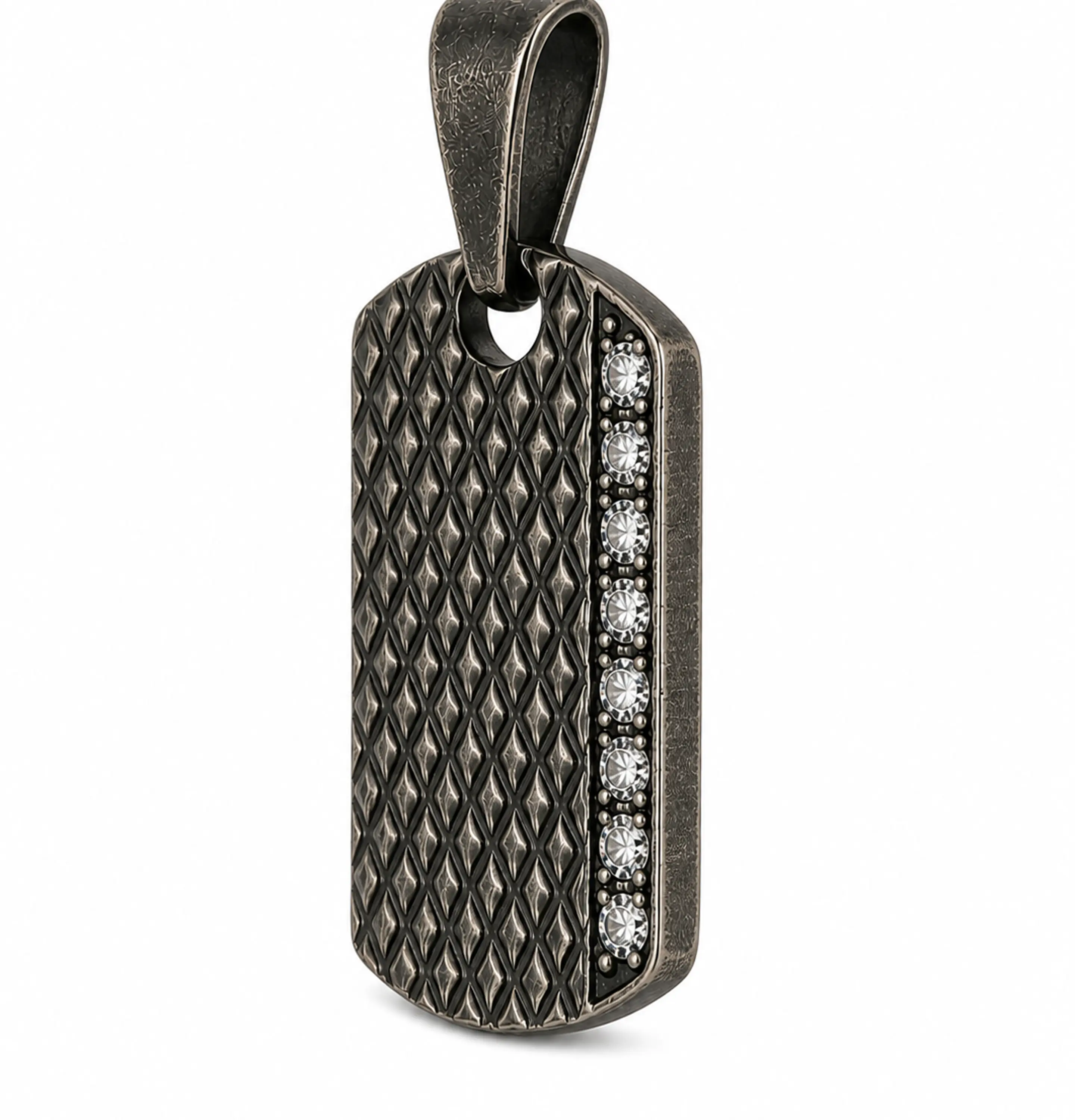 Dije Placa Texturizada con Zircones 2