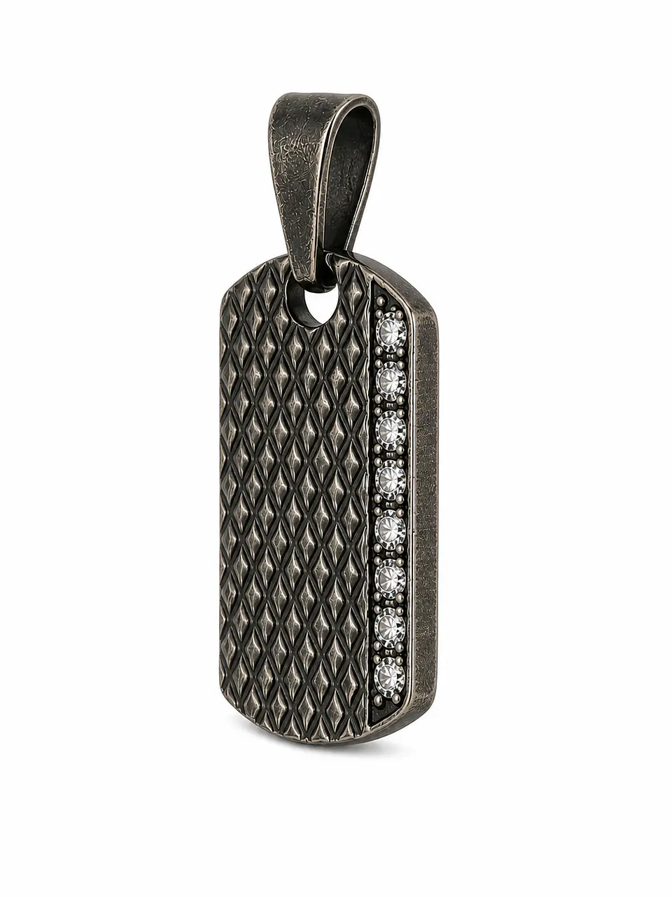 Dije Placa Texturizada con Zircones 2