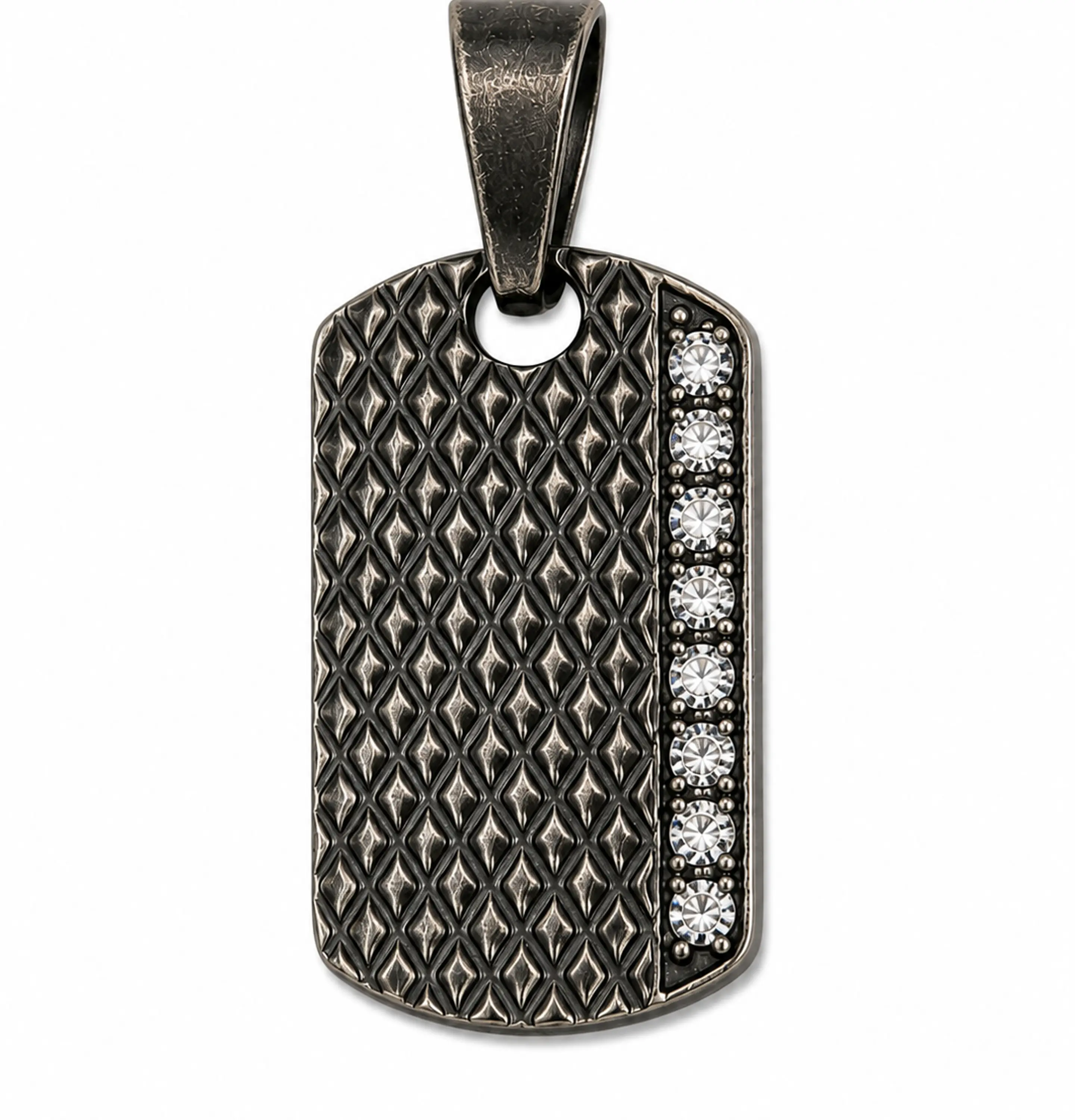 Dije Placa Texturizada con Zircones 1