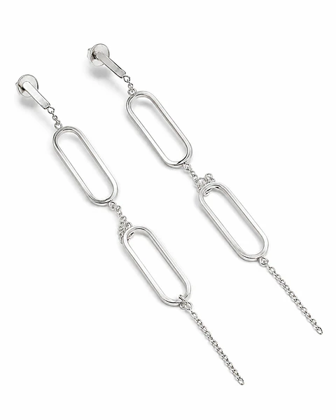 Aretes Colgantes Eslabón Doble