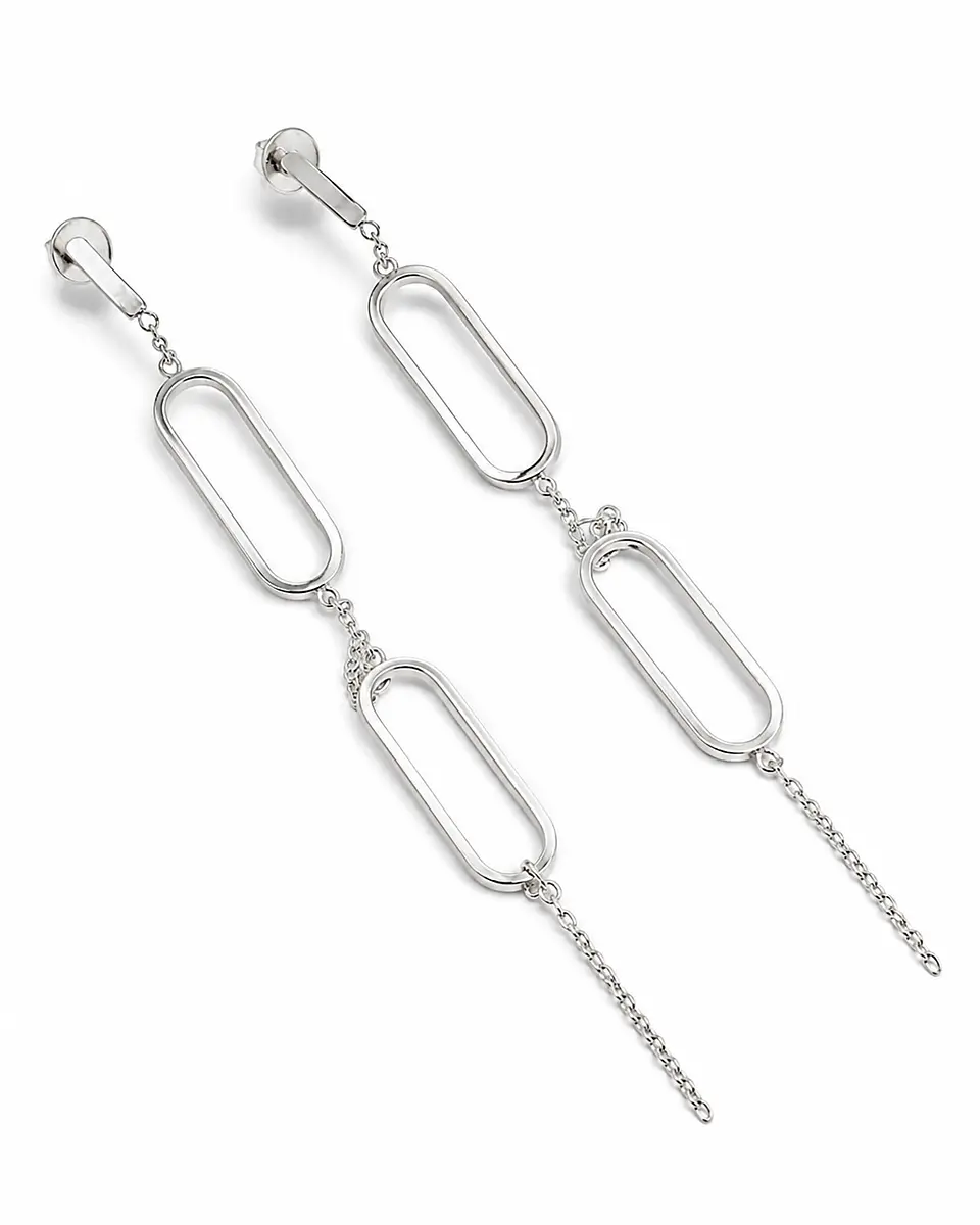 Aretes Colgantes Eslabón Doble 1