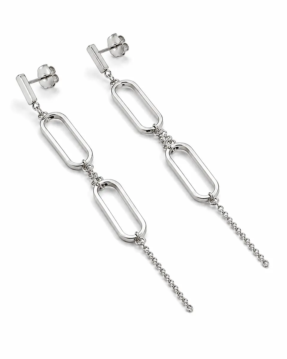 Aretes Colgantes Eslabón Doble 2