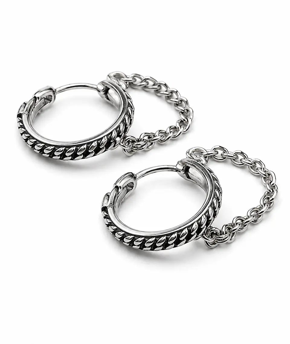 Aretes Huggie con Cadena 2
