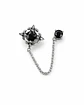 Arete Doble con Cadena y Cristales Negros - Miniatura 1