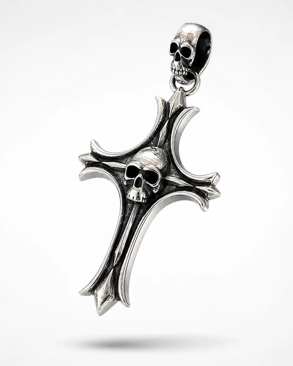 Dije Cruz Gótica Skull 3