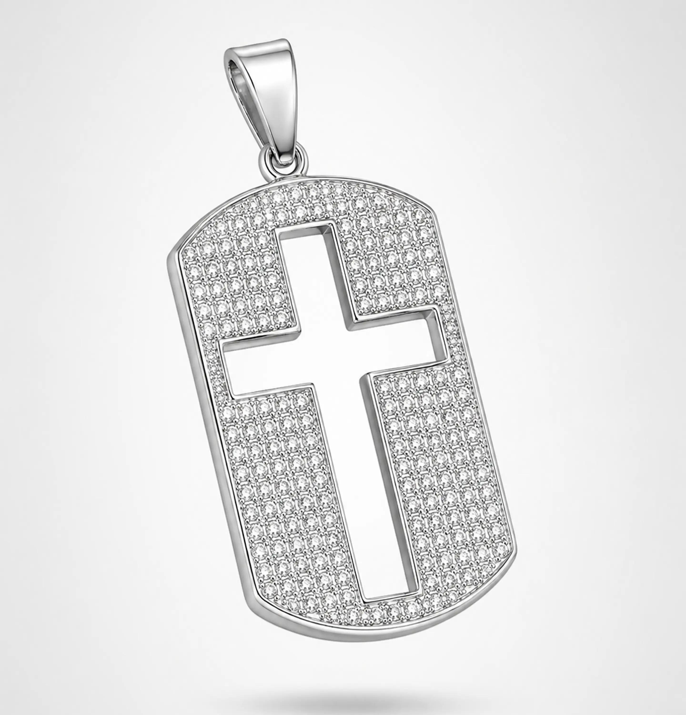 Dije Placa Cruz Pavé 2