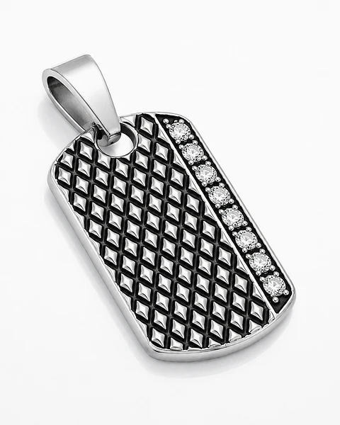 Dije Placa Texturizada con Zircones