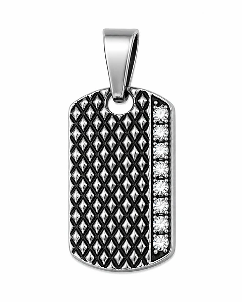 Dije Placa Texturizada con Zircones