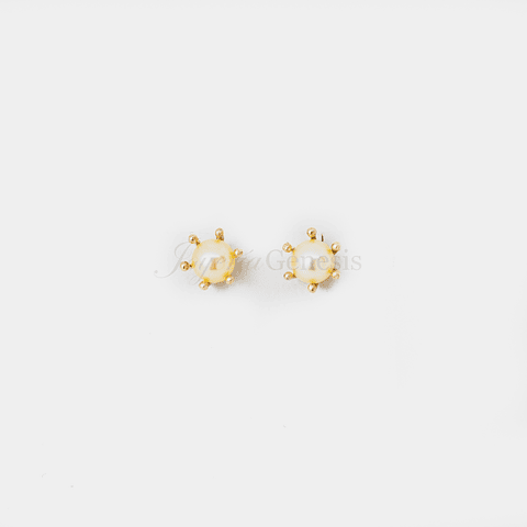 Aros Oro 18K Pistilo con Perla Cultivada Champagne