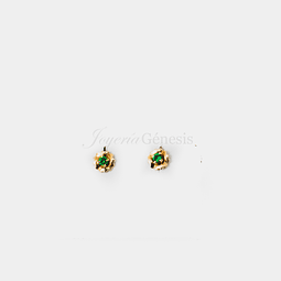 Aros Oro 18K Flor con Esmeraldina