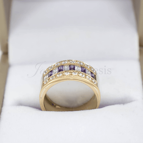 Anillo Oro 18K Bombe 3 Riel