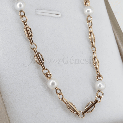 Pulsera Oro 18K Veneciana Perlas