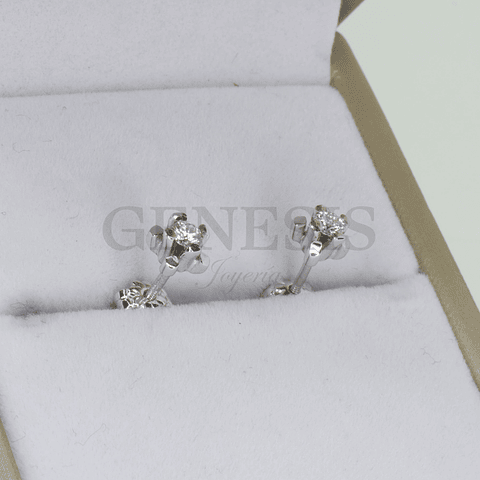 Aros Oro Blanco 18K Solitario con Brillantes