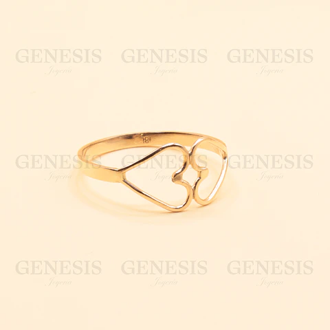 Anillo Oro 18K Doble Corazón