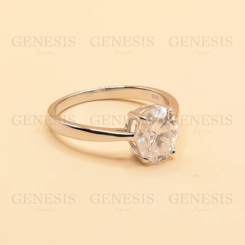 Solitario Plata Oval