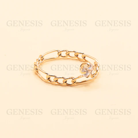 Anillo Oro 18K Crown Chain