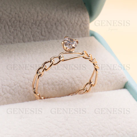 Anillo Oro 18K Crown Chain