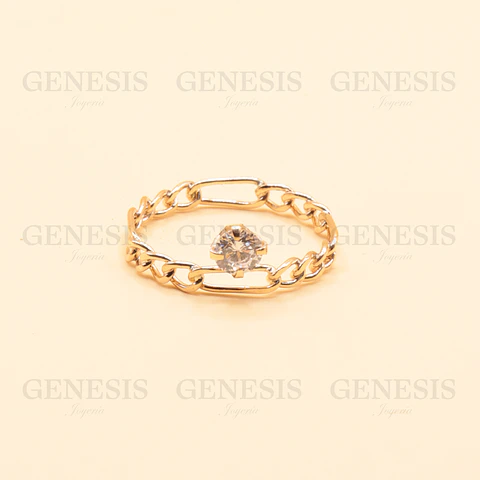 Anillo Oro 18K Crown Chain
