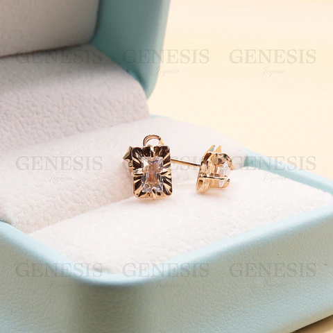 Aros Oro 18K Chatón Rectangular