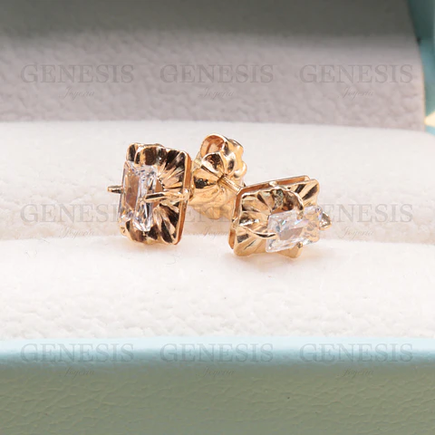 Aros Oro 18K Chatón Rectangular