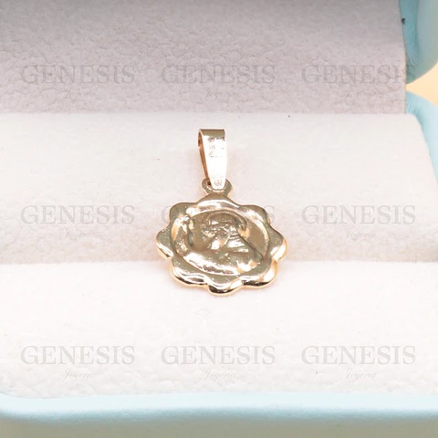 Colgante Oro 18K Medalla San Benito con Blonda