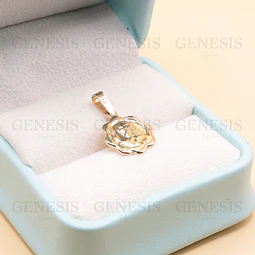 Colgante Oro 18K Medalla San Benito con Blonda