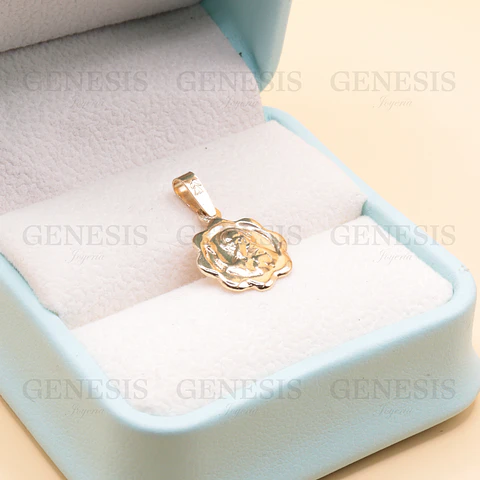 Colgante Oro 18K Medalla San Benito con Blonda